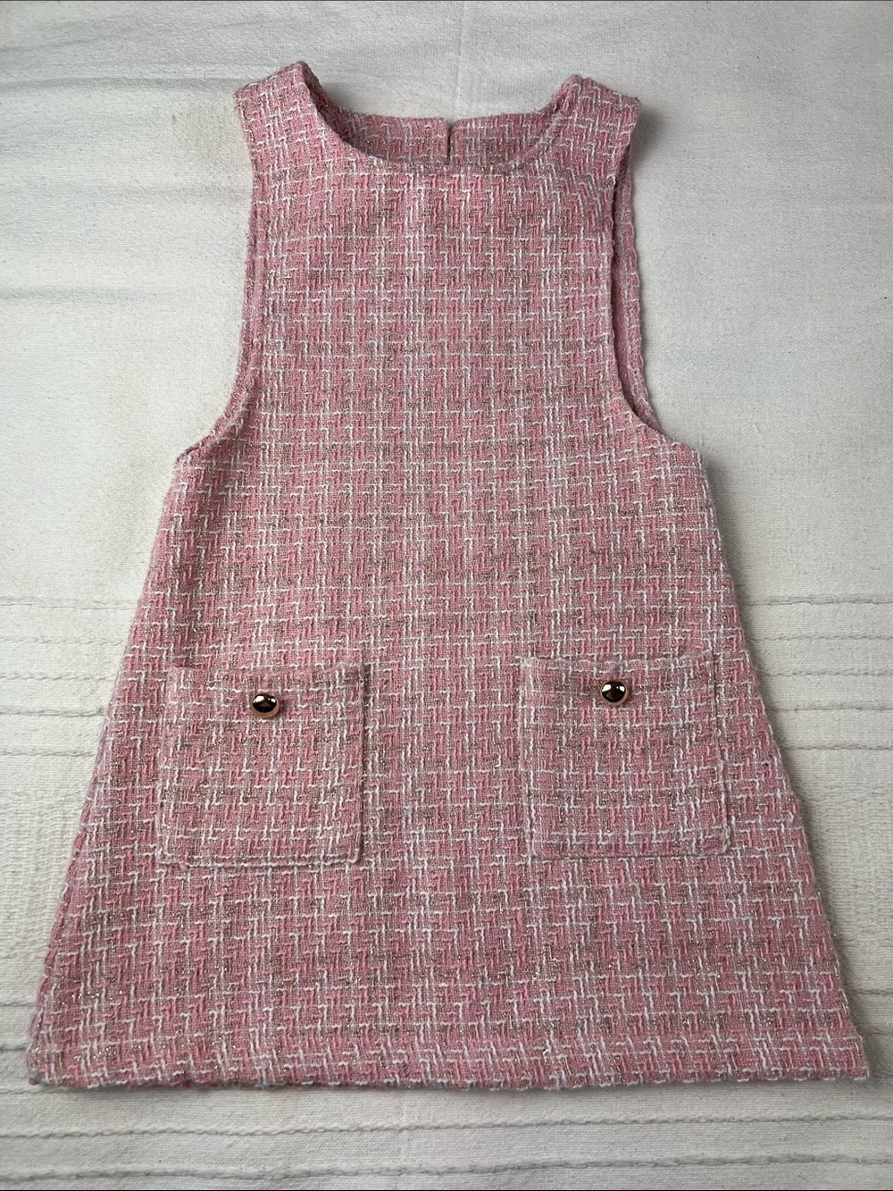 Lila & Jack Girls Pink Tweed Pinafore Dress